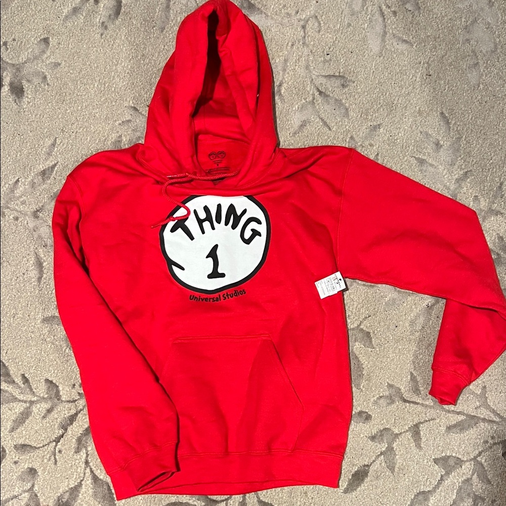 Universal Red Hoodie with Thing 1 Graphic